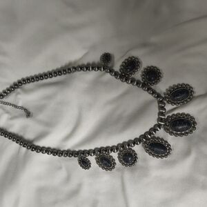 Elegant Silver Necklace with Black Accents